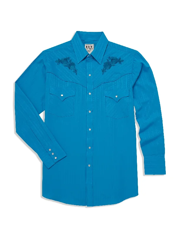 Men's western boots with a tooled leather design on the shaftMen's Turquoise Western Shirt w/ Embroidery Men's western boots with a tooled leather design on the shaftMen's Turquoise Western Shirt w/ Embroidery