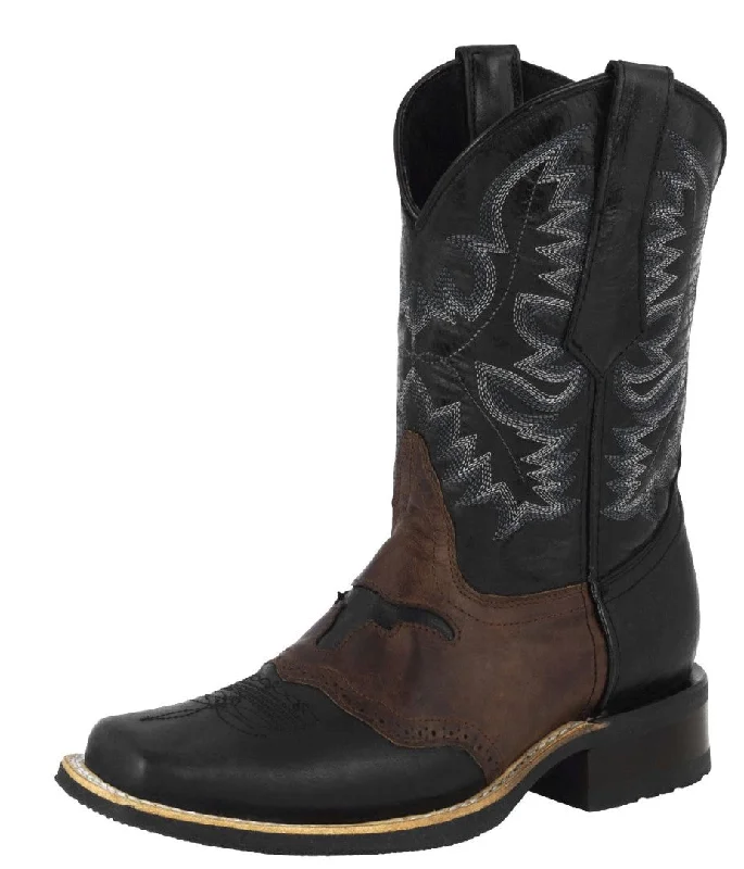 Men's cowboy boots in a dark brown leatherMens Black Western Leather Cowboy Boots Longhorn - Square Toe Men's cowboy boots in a dark brown leatherMens Black Western Leather Cowboy Boots Longhorn - Square Toe
