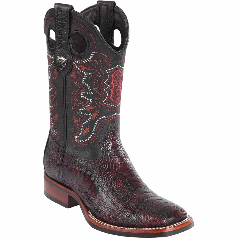 Men's western boots with a distressed leather finish for a rugged lookMen's Wild West Ostrich Leg Ranch Toe Boot 28250518 Men's western boots with a distressed leather finish for a rugged lookMen's Wild West Ostrich Leg Ranch Toe Boot 28250518