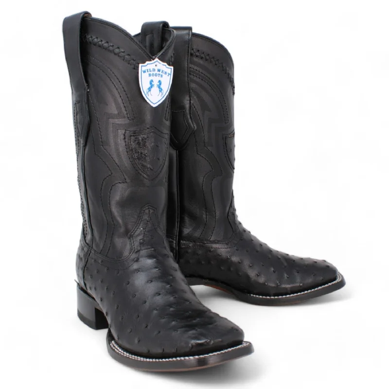 Men's western boots in a rich brown or black leatherMen's Wild West Ostrich Skin Ranch Toe Boot 2824L0305 Men's western boots in a rich brown or black leatherMen's Wild West Ostrich Skin Ranch Toe Boot 2824L0305