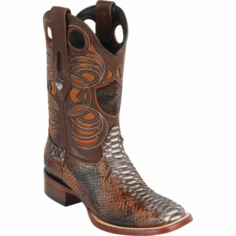 Vintage - style men's western boots with a square toe and spur ledgeMen's Wild West Python Ranch Toe Boot 28245788 Vintage - style men's western boots with a square toe and spur ledgeMen's Wild West Python Ranch Toe Boot 28245788