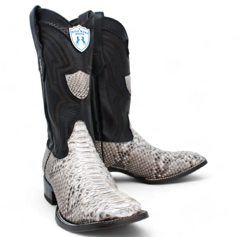 Men's western boots with a rubber sole for traction on various surfacesMen's Wild West Python Ranch Toe Boot 2824L5749 Men's western boots with a rubber sole for traction on various surfacesMen's Wild West Python Ranch Toe Boot 2824L5749