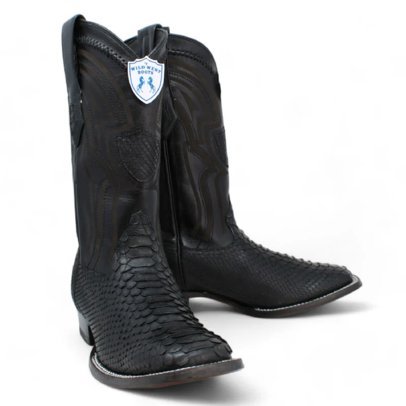 Men's western boots with a suede shaft and a leather soleMen's Wild West Python Ranch Toe Boot 2824LG5705 Men's western boots with a suede shaft and a leather soleMen's Wild West Python Ranch Toe Boot 2824LG5705