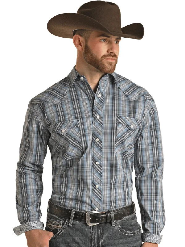 Men's western boots with a silver - toned hardware and accentsPanhandle RMN2S02804 Mens Long Sleeve Snap Plaid Western Shirt Navy Men's western boots with a silver - toned hardware and accentsPanhandle RMN2S02804 Mens Long Sleeve Snap Plaid Western Shirt Navy
