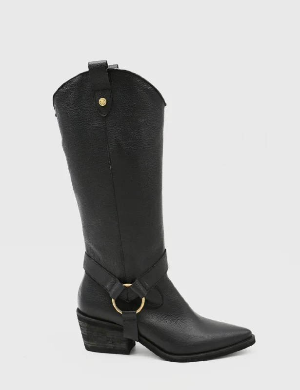 Men's western boots with a leather - wrapped heel and a smooth finishPenelope western cowboy convertible boots black leather womens shoes Men's western boots with a leather - wrapped heel and a smooth finishPenelope western cowboy convertible boots black leather womens shoes