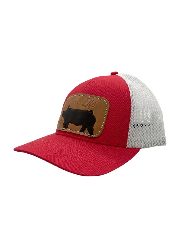 Men's western boots with a traditional western boot silhouette and a polished shineLeather Pig Patch Cap Men's western boots with a traditional western boot silhouette and a polished shineLeather Pig Patch Cap