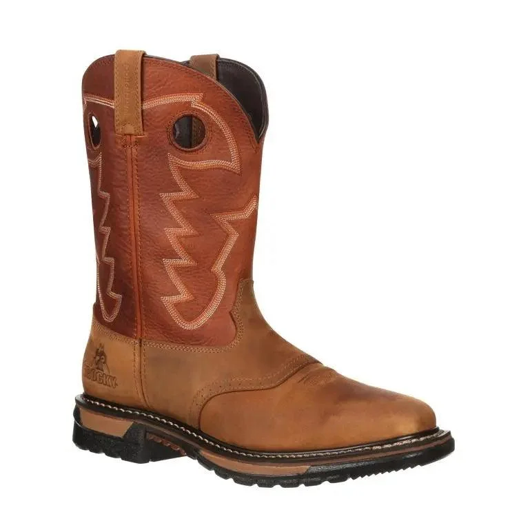 Men's western boots with a leather - wrapped heel and a smooth finishRocky Men’s Original Ride Waterproof Western Boot RKYW039 Men's western boots with a leather - wrapped heel and a smooth finishRocky Men’s Original Ride Waterproof Western Boot RKYW039