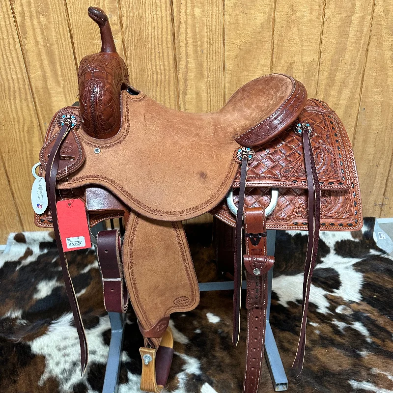 Men's western boots with a leather sole and a heel guardHR Signature 16 inch Sorting Saddle Men's western boots with a leather sole and a heel guardHR Signature 16 inch Sorting Saddle