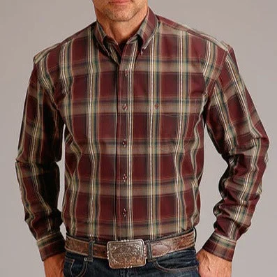 Men's western boots with a high - quality leather upper and a suede liningStetson Men's Sandstone Ombre Plaid Long Sleeve Western Button Down Shirt Men's western boots with a high - quality leather upper and a suede liningStetson Men's Sandstone Ombre Plaid Long Sleeve Western Button Down Shirt
