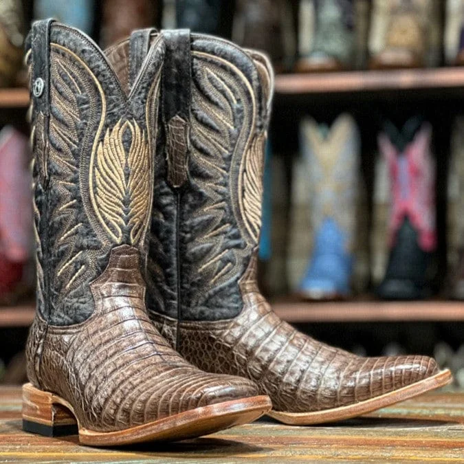 Men's western boots with a leather lining and a padded insoleTanner Mark Men's Genuine Caiman Belly Square Toe Boots Black TMX200356 Men's western boots with a leather lining and a padded insoleTanner Mark Men's Genuine Caiman Belly Square Toe Boots Black TMX200356