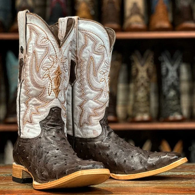 Men's western boots with a silver - toned hardware and accentsTanner Mark Men's Genuine Full Quill Ostrich Square Toe Boots Brown TMX208024 Men's western boots with a silver - toned hardware and accentsTanner Mark Men's Genuine Full Quill Ostrich Square Toe Boots Brown TMX208024