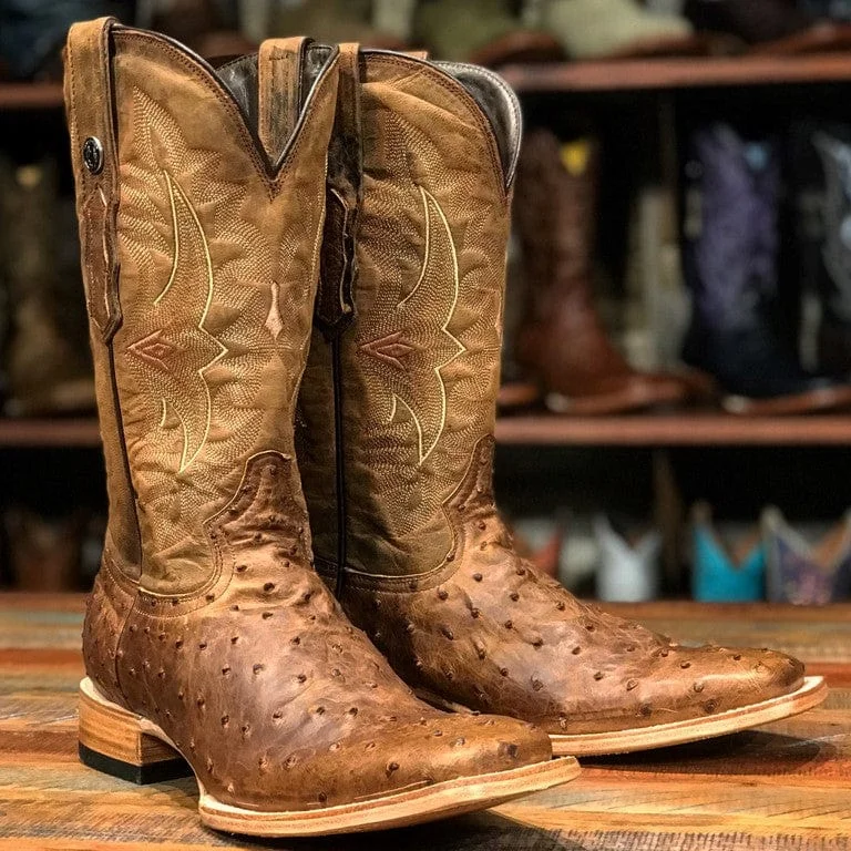 Alligator - embossed men's western boots for a bold statementTanner Mark Men's Genuine Full Quill Ostrich Square Toe Boots Honey TMX200476 Alligator - embossed men's western boots for a bold statementTanner Mark Men's Genuine Full Quill Ostrich Square Toe Boots Honey TMX200476