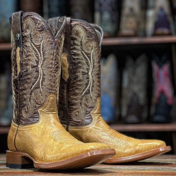 Men's western boots with a tooled leather design on the shaftTanner Mark Men's Genuine Smooth Ostrich Square Toe Boots TMX200498 Men's western boots with a tooled leather design on the shaftTanner Mark Men's Genuine Smooth Ostrich Square Toe Boots TMX200498