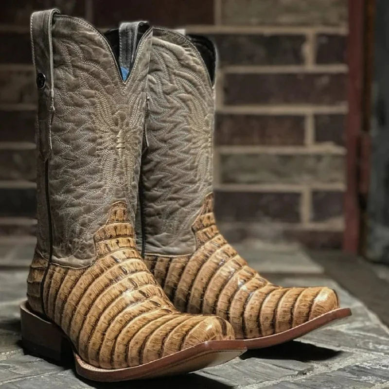 Men's western boots with a leather lining and a padded insoleTanner Mark Men's Print Caiman Tail Square Toe Boots Oryx TM207509 Men's western boots with a leather lining and a padded insoleTanner Mark Men's Print Caiman Tail Square Toe Boots Oryx TM207509