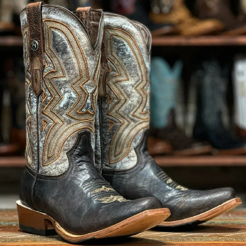 Men's western boots with a leather - wrapped heel and a smooth finishTanner Mark Men's Square Toe Bull Shoulder Leather Boots Brown TM207504 Men's western boots with a leather - wrapped heel and a smooth finishTanner Mark Men's Square Toe Bull Shoulder Leather Boots Brown TM207504