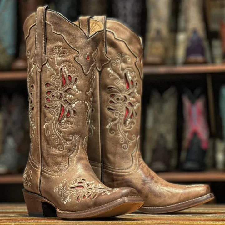 Men's western boots with a high - heeled design and a pointed toeTanner Mark Women's Brownsville Leather Square Toe Boots Brown TML205058 Men's western boots with a high - heeled design and a pointed toeTanner Mark Women's Brownsville Leather Square Toe Boots Brown TML205058