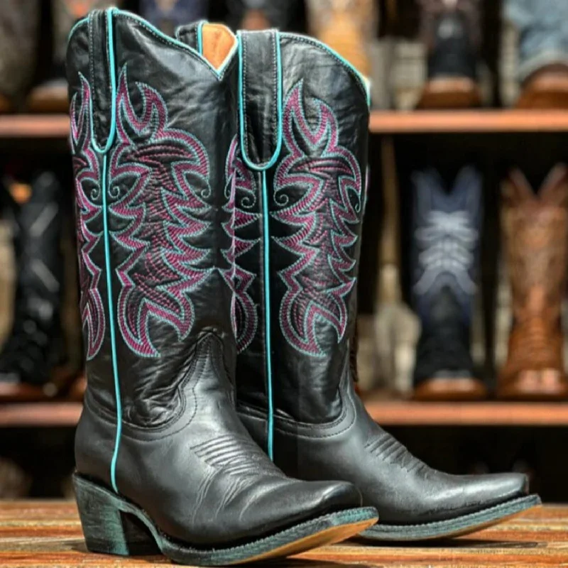 Men's western boots with a suede shaft and a leather soleTanner Mark Women's Elizabeth Square Toe Leather Boots Black TML205111 Men's western boots with a suede shaft and a leather soleTanner Mark Women's Elizabeth Square Toe Leather Boots Black TML205111