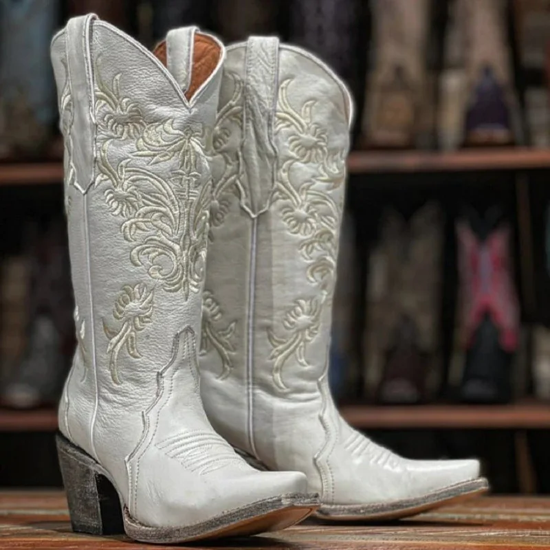 Alligator - embossed men's western boots for a bold statementTanner Mark Women's Leah Snip Toe Leather Boots White TML205134 Alligator - embossed men's western boots for a bold statementTanner Mark Women's Leah Snip Toe Leather Boots White TML205134