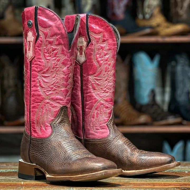 Vintage - style men's western boots with a square toe and spur ledgeTanner Mark Women's Leather Square Toe Boots Moka TML207106 Vintage - style men's western boots with a square toe and spur ledgeTanner Mark Women's Leather Square Toe Boots Moka TML207106