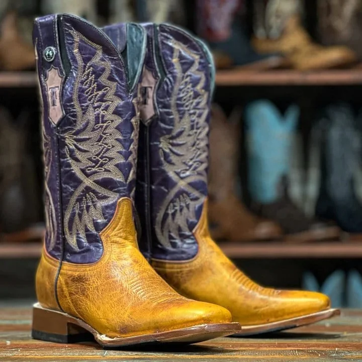 Men's western boots with a rubber sole for traction on various surfacesTanner Mark Women's Leather Square Toe Boots Orange TML207105 Men's western boots with a rubber sole for traction on various surfacesTanner Mark Women's Leather Square Toe Boots Orange TML207105