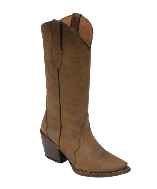 Men's western boots with a high - heeled design and a pointed toeTanner Mark Women's Longview Snip Toe Leather Boots Cognac TML205080 Men's western boots with a high - heeled design and a pointed toeTanner Mark Women's Longview Snip Toe Leather Boots Cognac TML205080