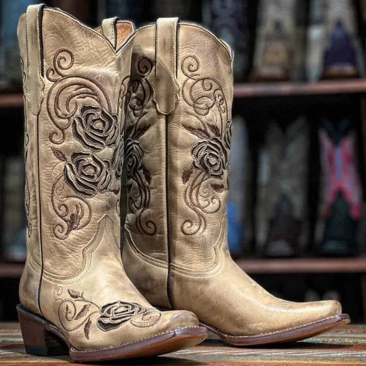 Men's western boots with a silver - toned hardware and accentsTanner Mark Women's McAllen Leather Square Toe Boots Sand TML205062 Men's western boots with a silver - toned hardware and accentsTanner Mark Women's McAllen Leather Square Toe Boots Sand TML205062