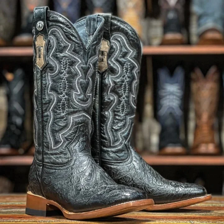 Men's western boots with a leather lining and a padded insoleTanner Mark Women's Mendocino Hand Tooled Square Toe Leather Boots Black TML201761 Men's western boots with a leather lining and a padded insoleTanner Mark Women's Mendocino Hand Tooled Square Toe Leather Boots Black TML201761