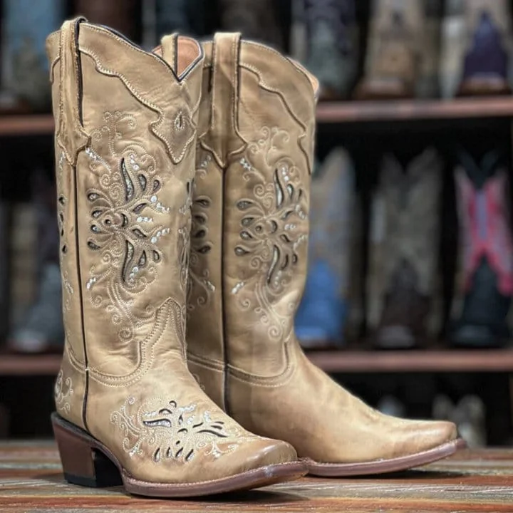 Men's western boots with a high - quality leather upper and a suede liningTanner Mark Women's Mesquite Leather Square Toe Boots Sand TML205060 Men's western boots with a high - quality leather upper and a suede liningTanner Mark Women's Mesquite Leather Square Toe Boots Sand TML205060