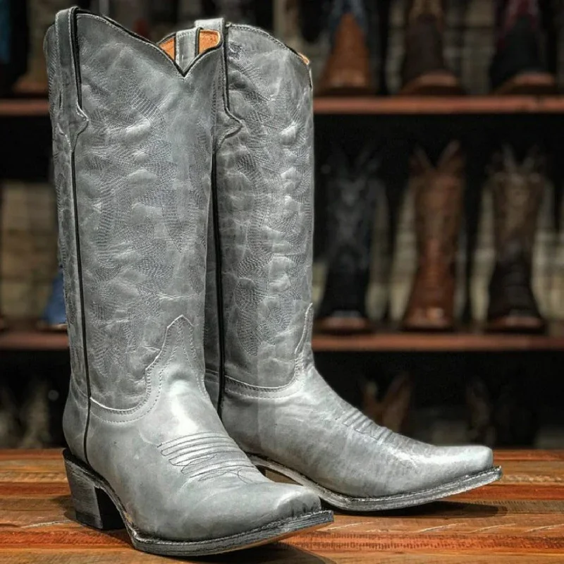 Men's western boots with a rubber sole for traction on various surfacesTanner Mark Women's Miranda Square Toe Leather Boots Grey TML205130 Men's western boots with a rubber sole for traction on various surfacesTanner Mark Women's Miranda Square Toe Leather Boots Grey TML205130