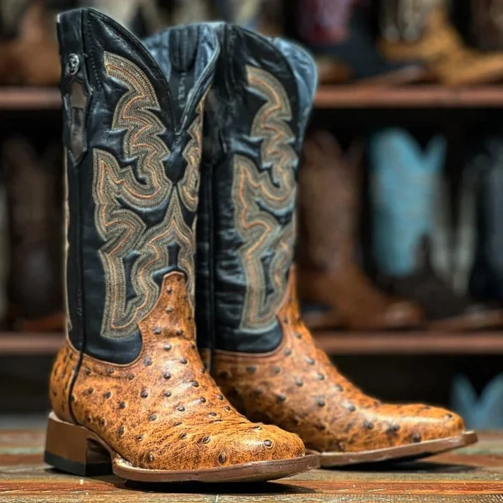 Alligator - embossed men's western boots for a bold statementTanner Mark Women's Ostrich Print Square Toe Boots Cognac TML207102 Alligator - embossed men's western boots for a bold statementTanner Mark Women's Ostrich Print Square Toe Boots Cognac TML207102