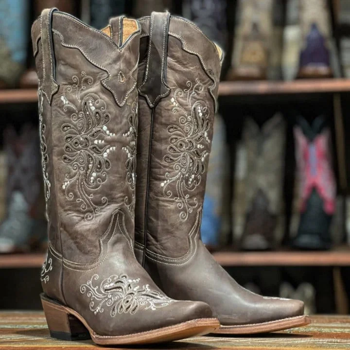 Alligator - embossed men's western boots for a bold statementTanner Mark Women's Pasadena Leather Square Toe Boots Chocolate TML205059 Alligator - embossed men's western boots for a bold statementTanner Mark Women's Pasadena Leather Square Toe Boots Chocolate TML205059