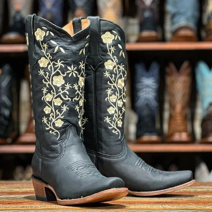 Men's genuine leather western boots with a snake - skin inlayTanner Mark Women's Turin Black Square Toe Leather Boots TML201353 Men's genuine leather western boots with a snake - skin inlayTanner Mark Women's Turin Black Square Toe Leather Boots TML201353