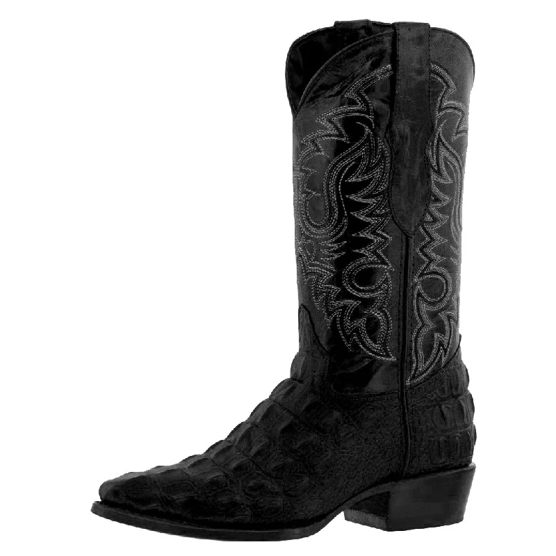 Men's cowboy boots with a high - heeled designMens Black Alligator Back Print Leather Cowboy Boots J Toe Men's cowboy boots with a high - heeled designMens Black Alligator Back Print Leather Cowboy Boots J Toe