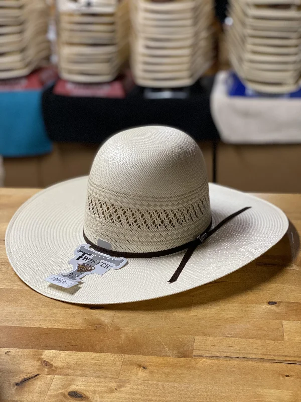 Men's western boots with a leather - wrapped heel and a smooth finishTwister | Open Crown 4 1/2" Shantung Straw Hat Men's western boots with a leather - wrapped heel and a smooth finishTwister | Open Crown 4 1/2" Shantung Straw Hat