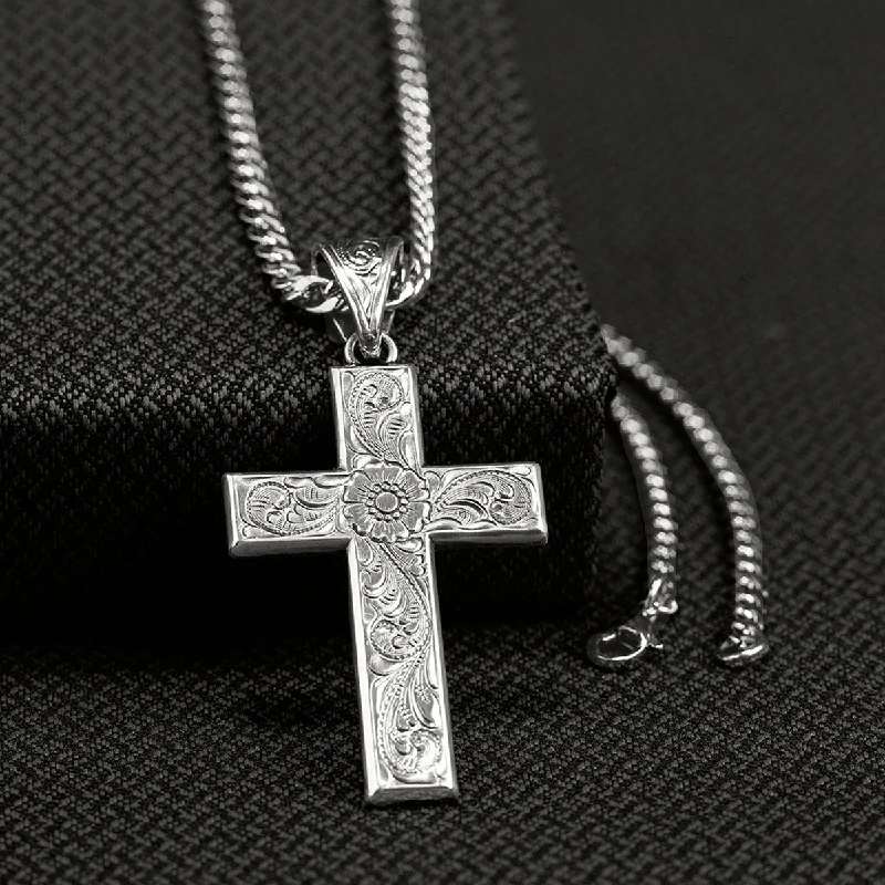 Western - style men's boots with intricate tooling and stitchingTwister Cross Scroll Necklace Western - style men's boots with intricate tooling and stitchingTwister Cross Scroll Necklace