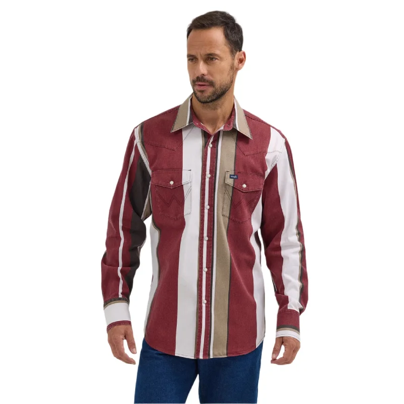 Men's western boots with a high - quality leather upper and a suede liningWrangler Vintage Red and Brown Striped Shirt Men's western boots with a high - quality leather upper and a suede liningWrangler Vintage Red and Brown Striped Shirt