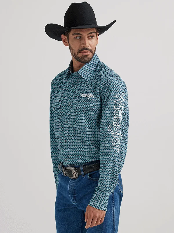 Men's western boots with a high - quality leather upper and a suede liningWrangler 112337440 Mens Logo Western Snap Shirt Blue Diamonds Men's western boots with a high - quality leather upper and a suede liningWrangler 112337440 Mens Logo Western Snap Shirt Blue Diamonds