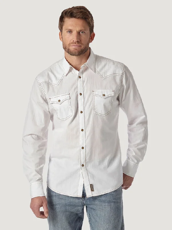 Men's western boots with a high - quality leather upper and a suede liningWrangler MVR531W Mens Long Sleeve Western Snap Solid Dobby Shirt White Men's western boots with a high - quality leather upper and a suede liningWrangler MVR531W Mens Long Sleeve Western Snap Solid Dobby Shirt White