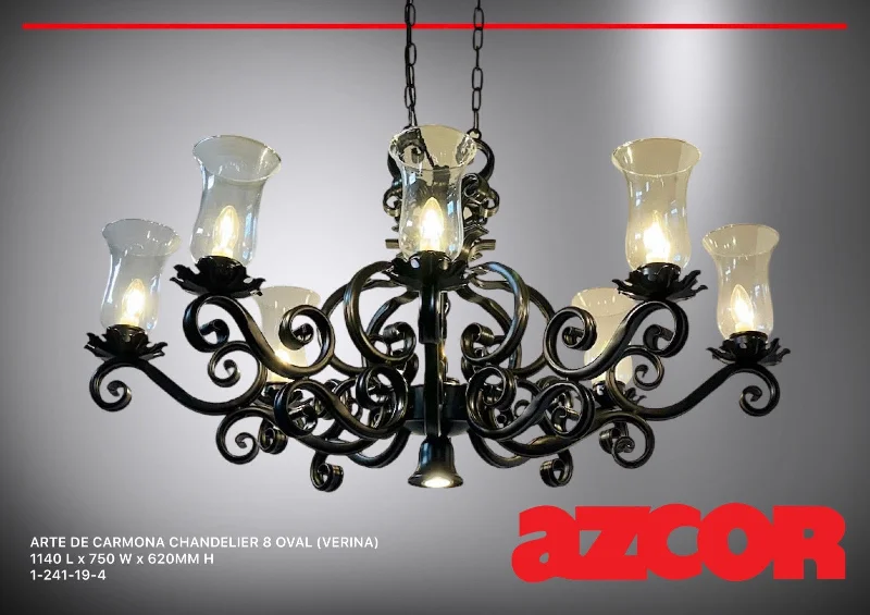 French Country Chandeliers with a Romantic AuraArte De Carmona Chandelier 8 Oval (Verina Glass)