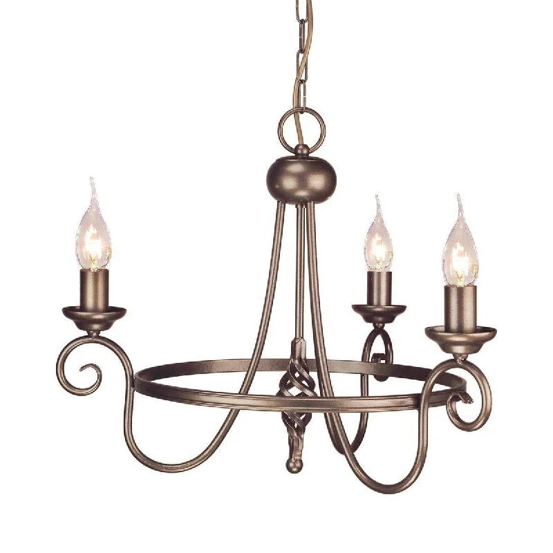 LED Chandeliers for Energy - Efficient LightingElstead Harlech Dark Bronze 3 Light Chandelier