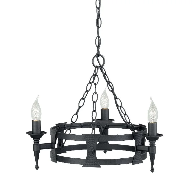 Chandeliers with Colored Glass for a Splash of ColorElstead Lighting Saxon 3 Light Black Chandelier