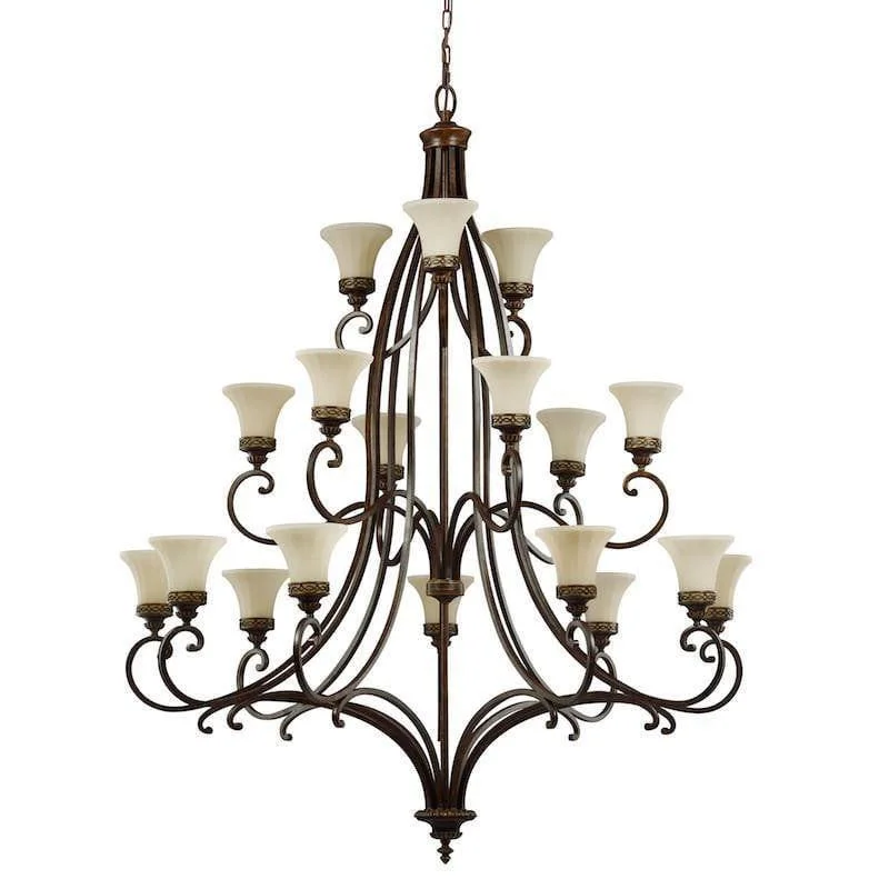 Chandeliers with Murano Glass for a High - End Artistic TouchFeiss Drawing Room Walnut Finish 18 Light Chandelier