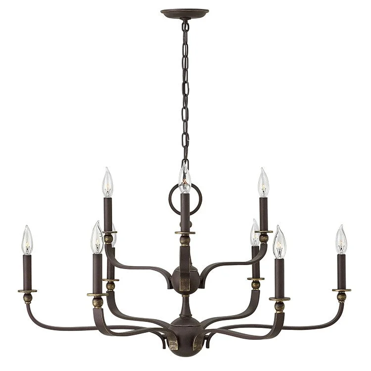 Chandeliers with Metal Frames in Copper FinishRutherford Nine-Light Two-Tier Chandelier