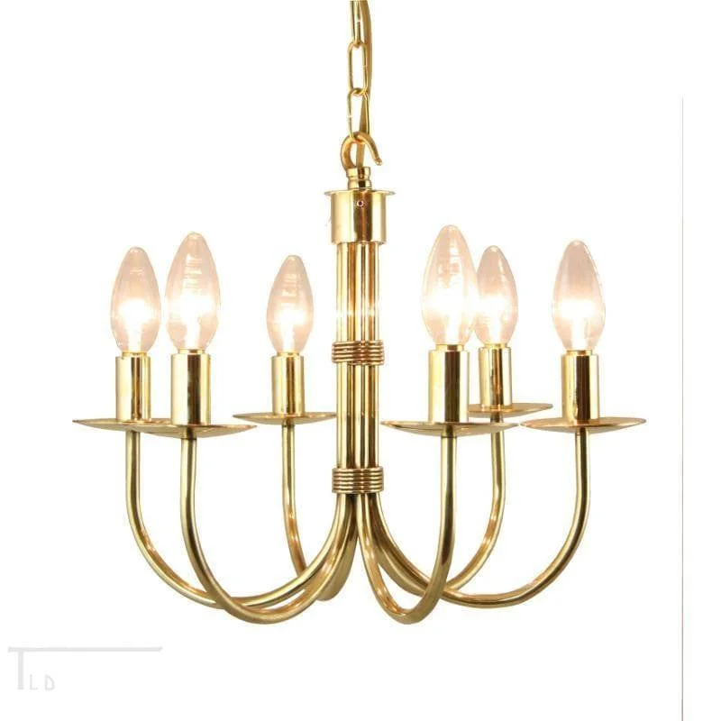 Chandeliers with Multiple Lights for Maximum IlluminationKansa Malmo Polished Brass 6 Light Chandelier MALMO96