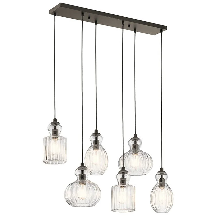 Chandeliers with Frosted Glass for a Softer Light DiffusionRiviera Six-Light Linear Chandelier