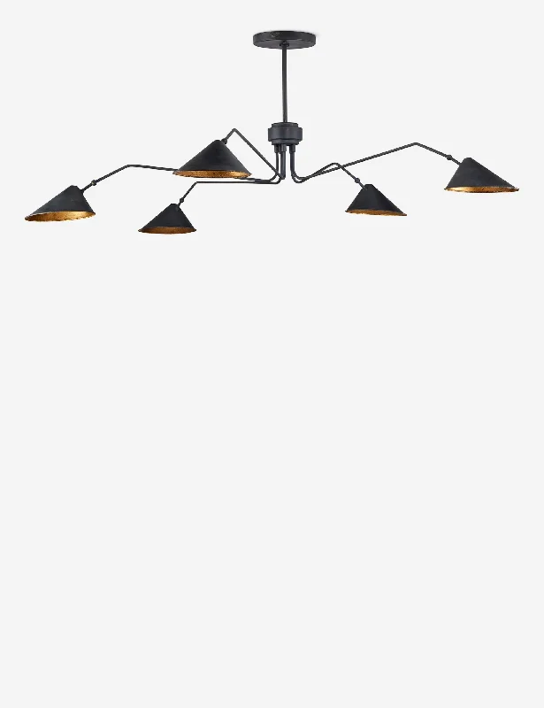 Chandeliers with Pendant Lights for a Stylish LookMarca Chandelier, Black and Brass 81"W