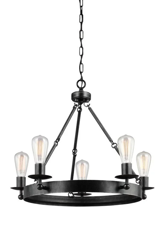 Chandeliers with Metal Frames in Bronze FinishRavenwood Manor Five-Light Chandelier