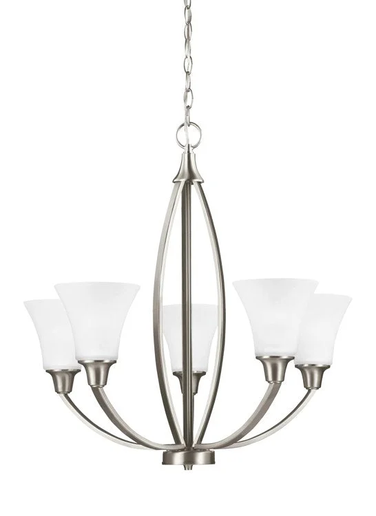 Chandeliers with Metal Frames in Silver FinishMetcalf Five-Light LED Chandelier