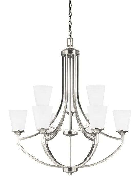 Chandeliers with Adjustable Arms for Directional LightingHanford Nine-Light Two-Tier Chandelier