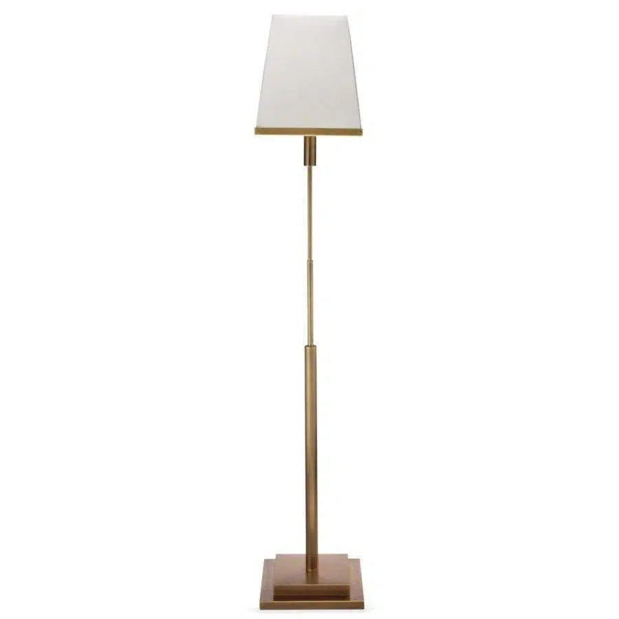  Way Switch Floor Lamp for Multiple Light Intensity LevelsAntique Brass White Linen Jud Floor Lamp